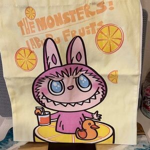 Playful Pink Bunny Graphic Tote with Citrus Accents